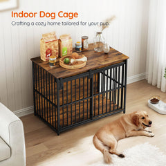 HOOBRO dog crate furniture close-up of chew-resistant 0.4 inch steel tubes