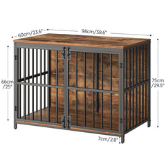 HOOBRO dog crate furniture dual-door open view emphasizes easy pet entry.