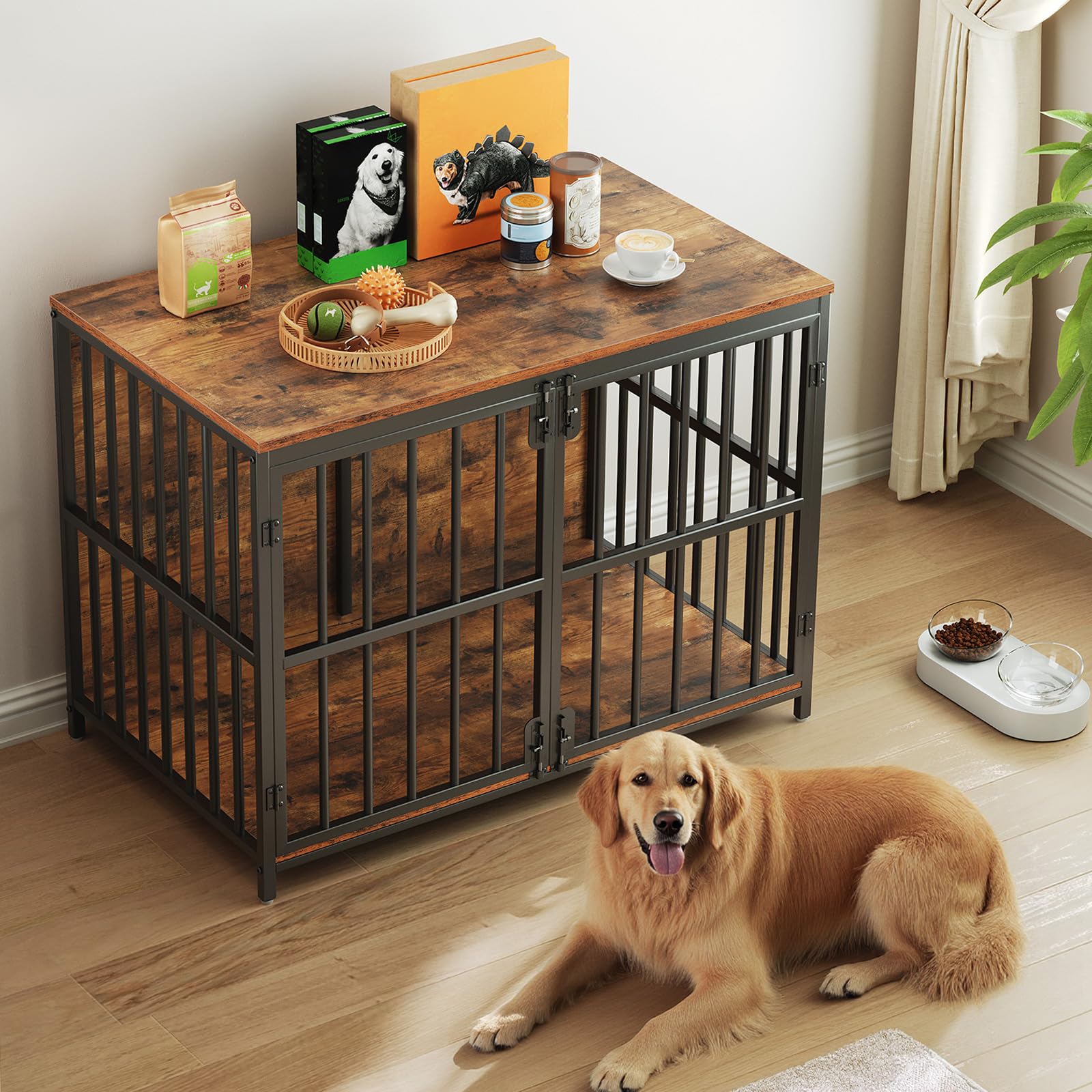 HOOBRO dog crate furniture easy-assembly guide ensures quick setup.