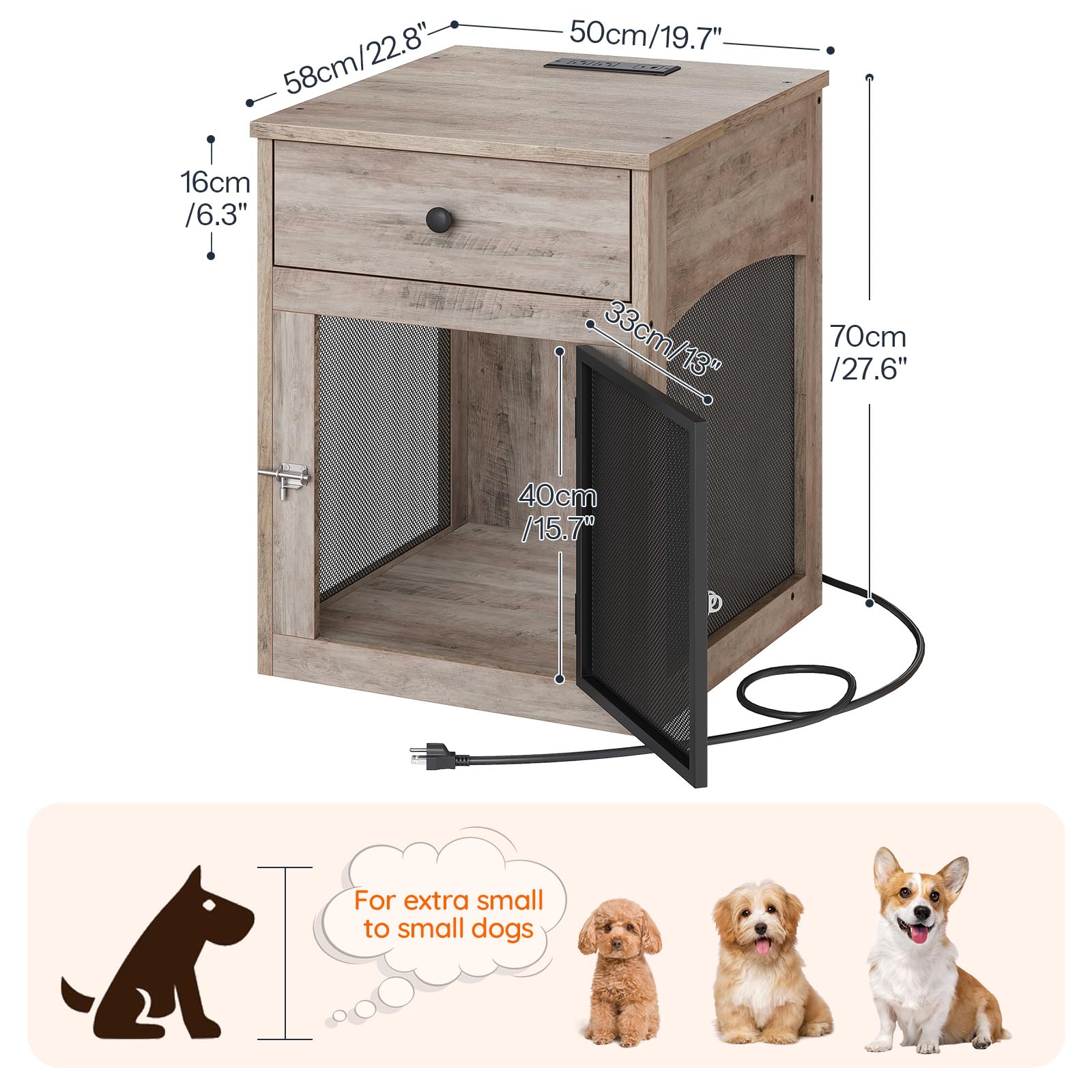 HOOBRO dog crate furniture end table in wood finish enhances cozy home decor.