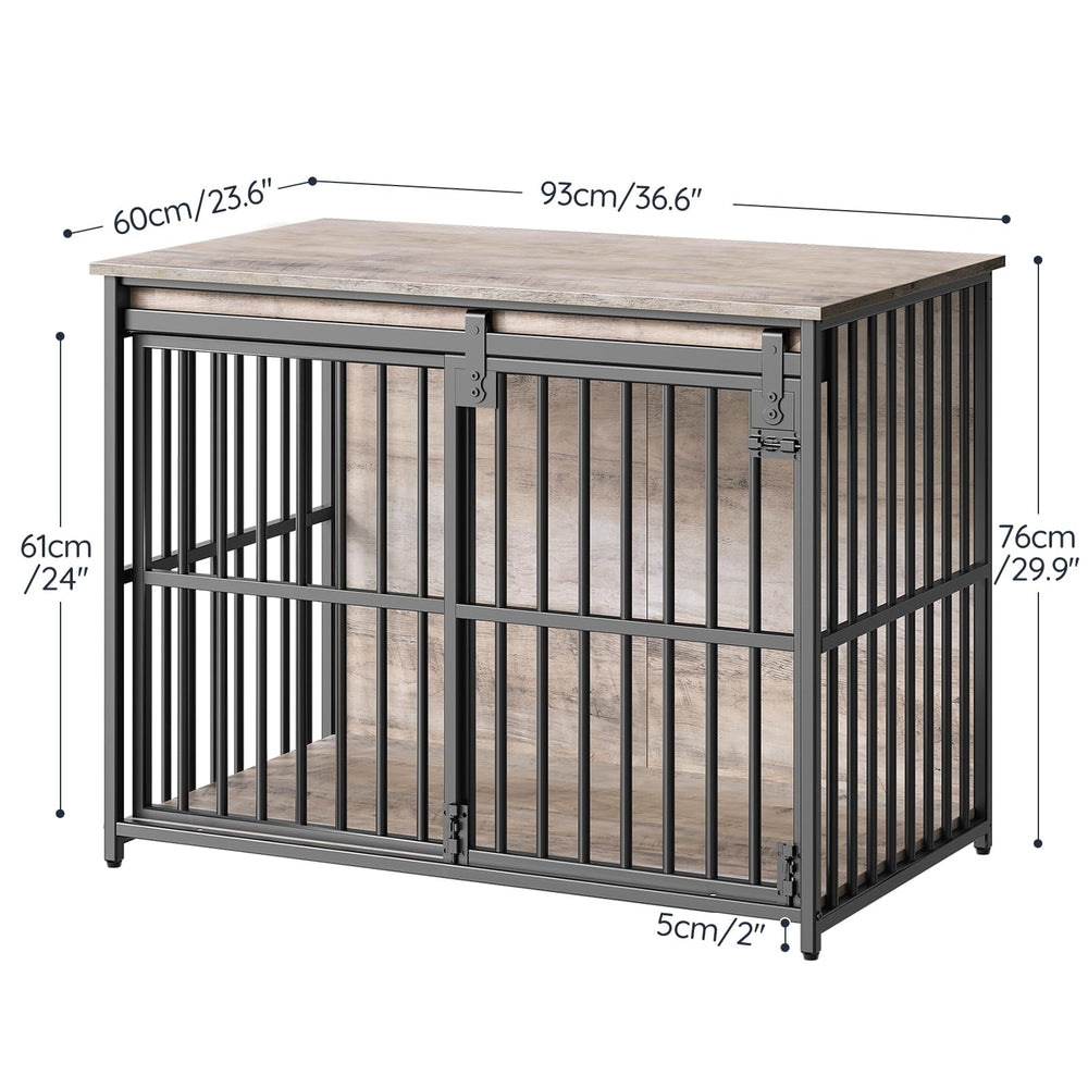 HOOBRO dog crate furniture greige black finish blends with modern interiors.