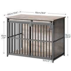 HOOBRO dog crate furniture greige black finish blends with modern interiors.