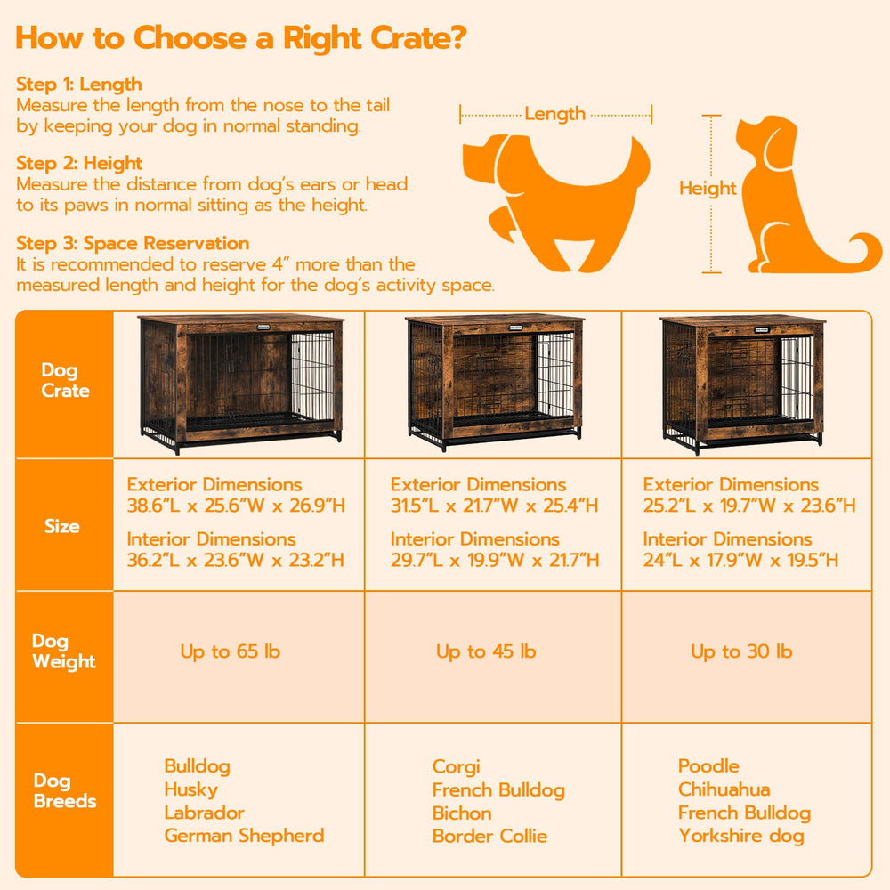 HOOBRO dog crate furniture inner space accommodates medium dogs for cozy containment