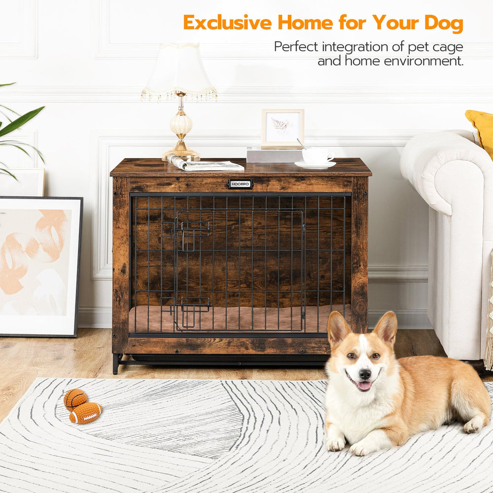 HOOBRO dog crate furniture materials particleboard and steel offer durability