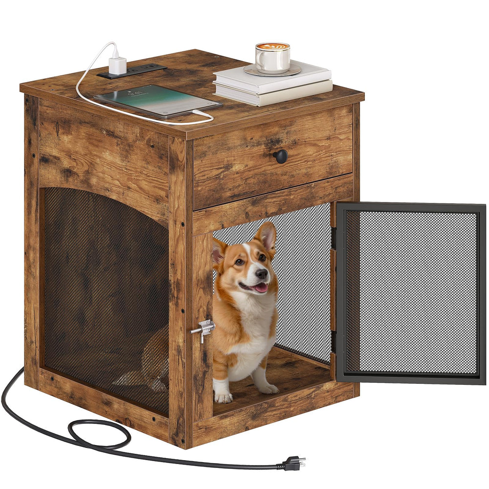 HOOBRO dog crate furniture puppy house interior view highlights cozy space.