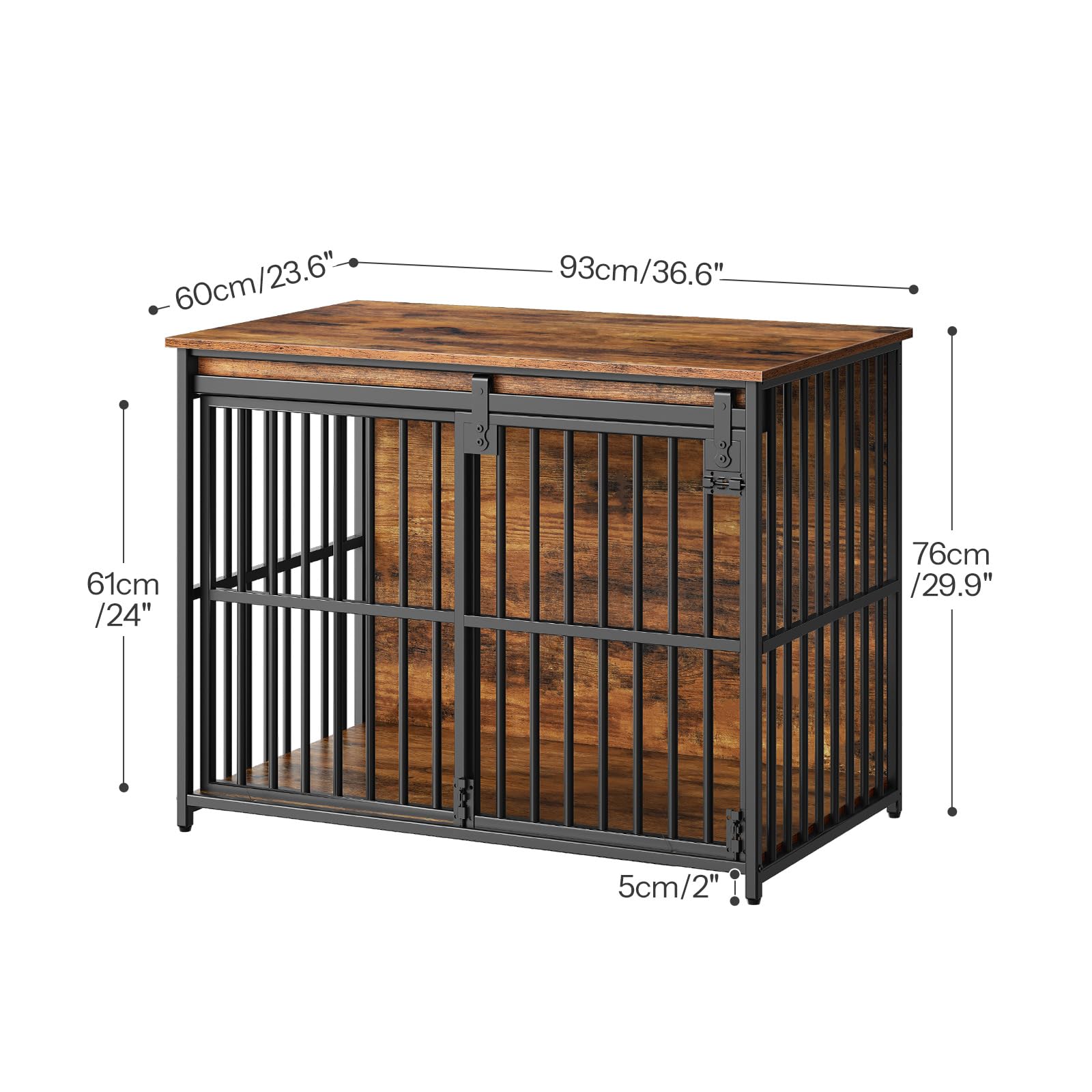 HOOBRO dog crate furniture side table display in living room with lamp