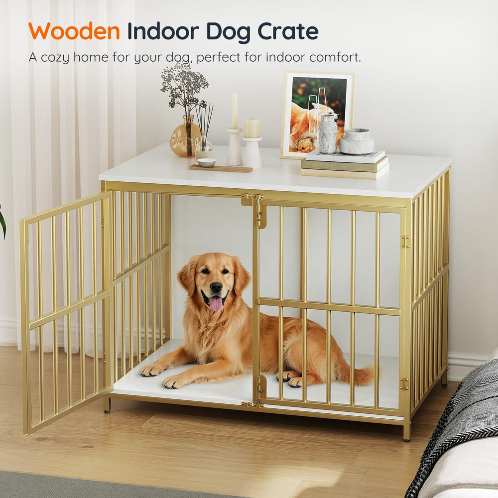 HOOBRO dog crate furniture sturdy construction uses particleboard and steel tubing for durability