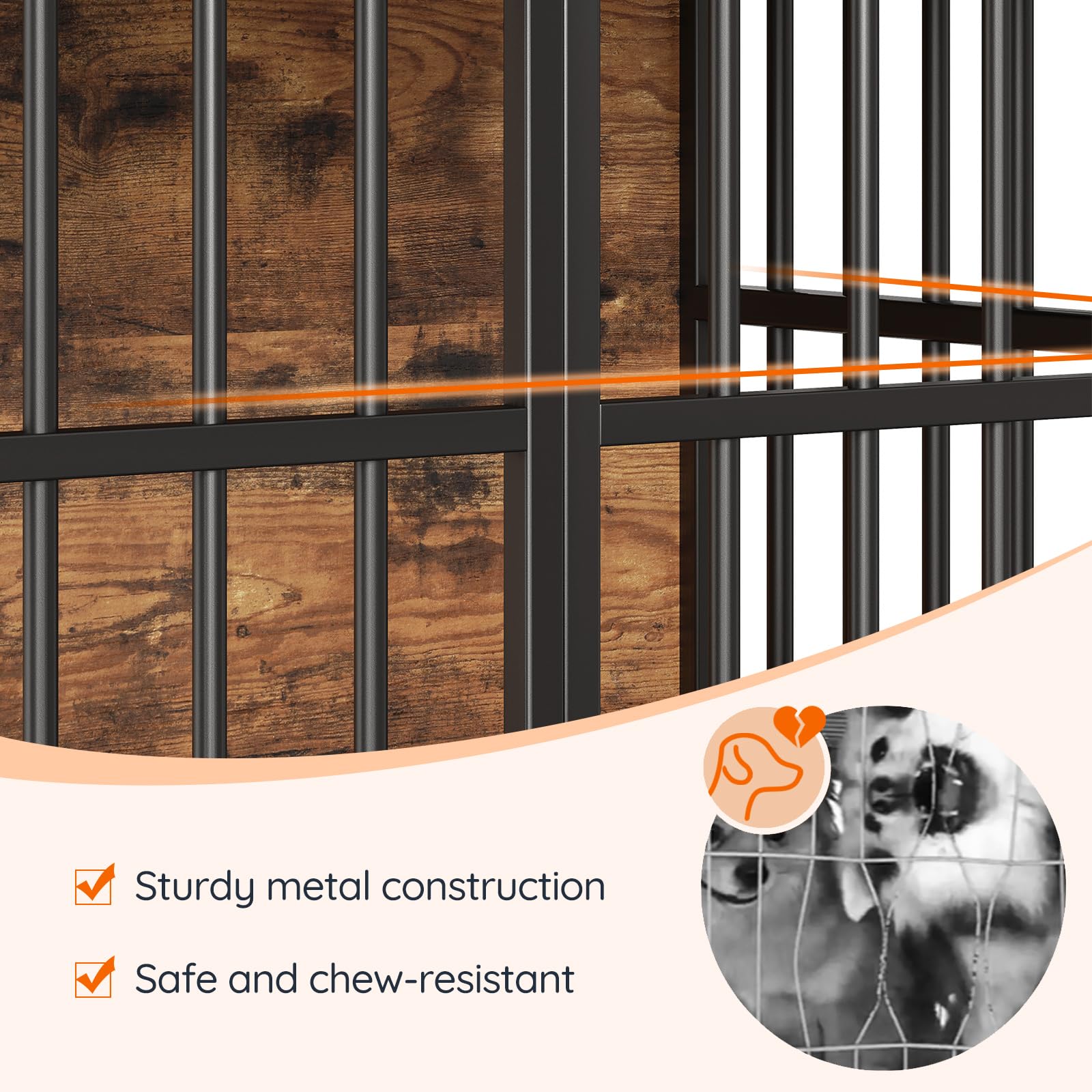 HOOBRO dog crate furniture steel tubing close-up proves durability.
