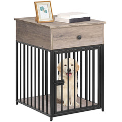 HOOBRO dog crate furniture top view showing spacious surface for decor or a beverage.