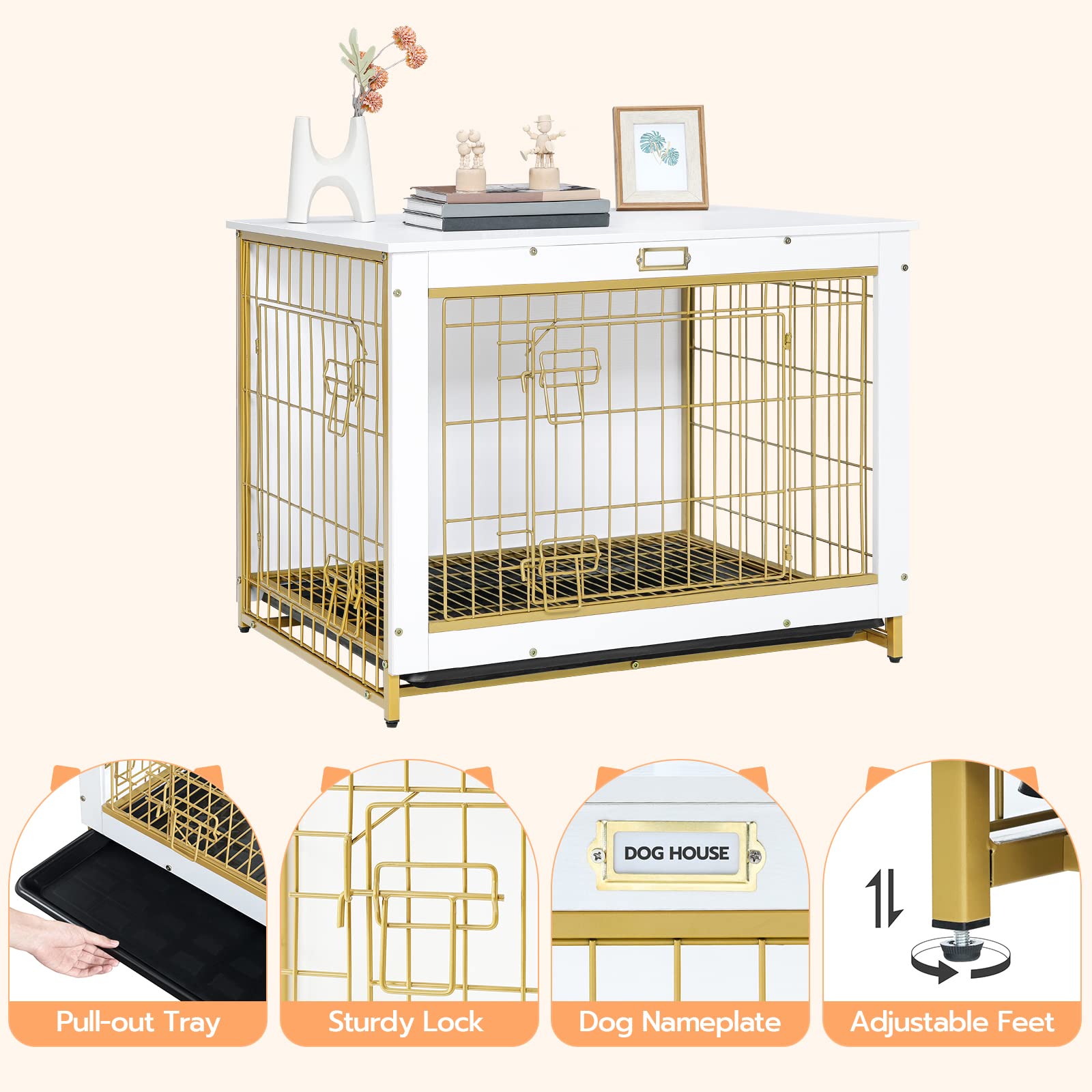 HOOBRO dog crate interior dimensions show ample space for up to 60 lb dogs