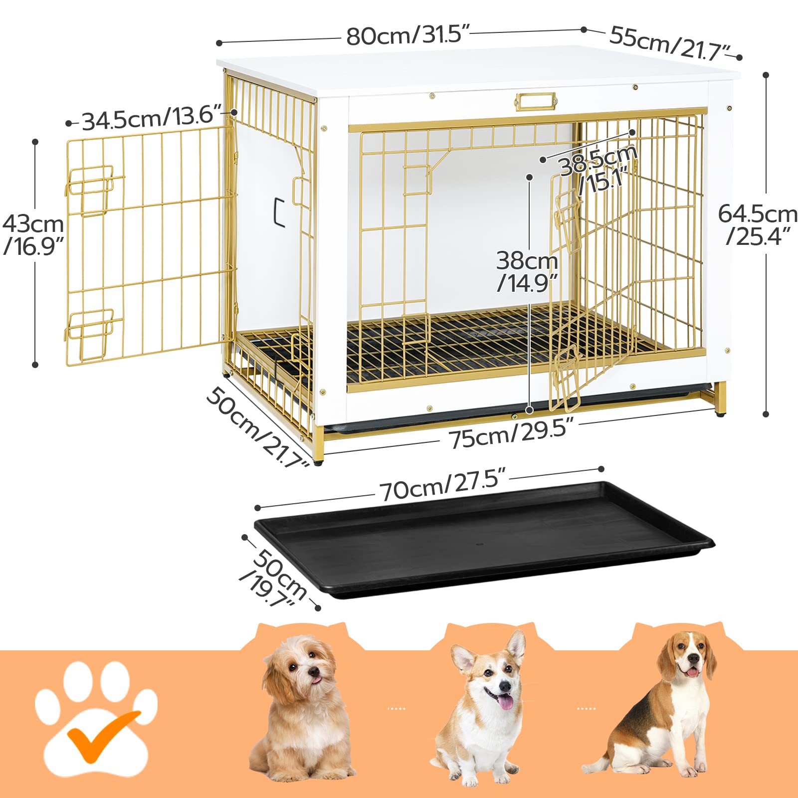 HOOBRO dog crate pull-out tray conveys easy cleaning and paw-friendly maintenance