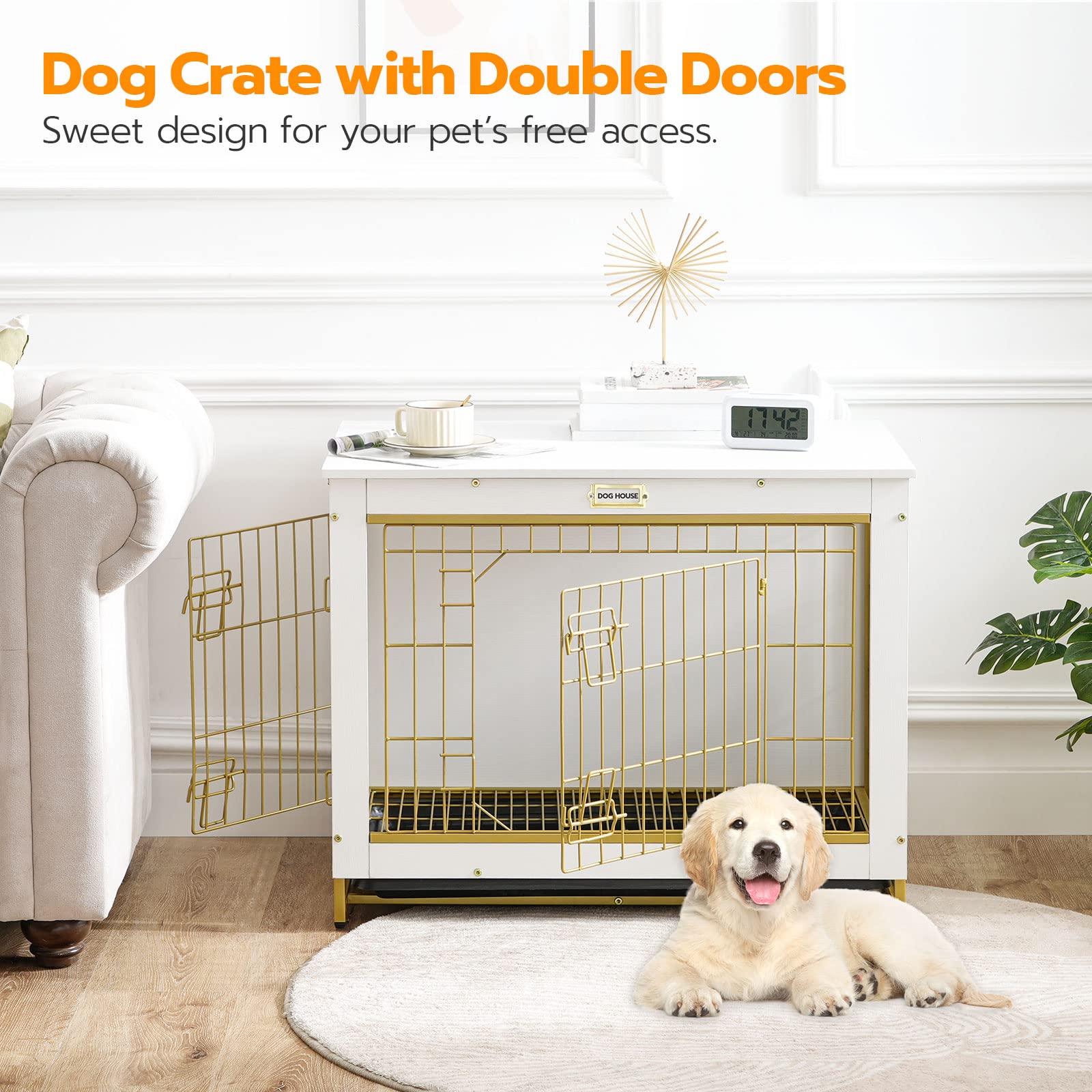 HOOBRO dog crate side openings demonstrates dual-access functionality for easy soothing pets