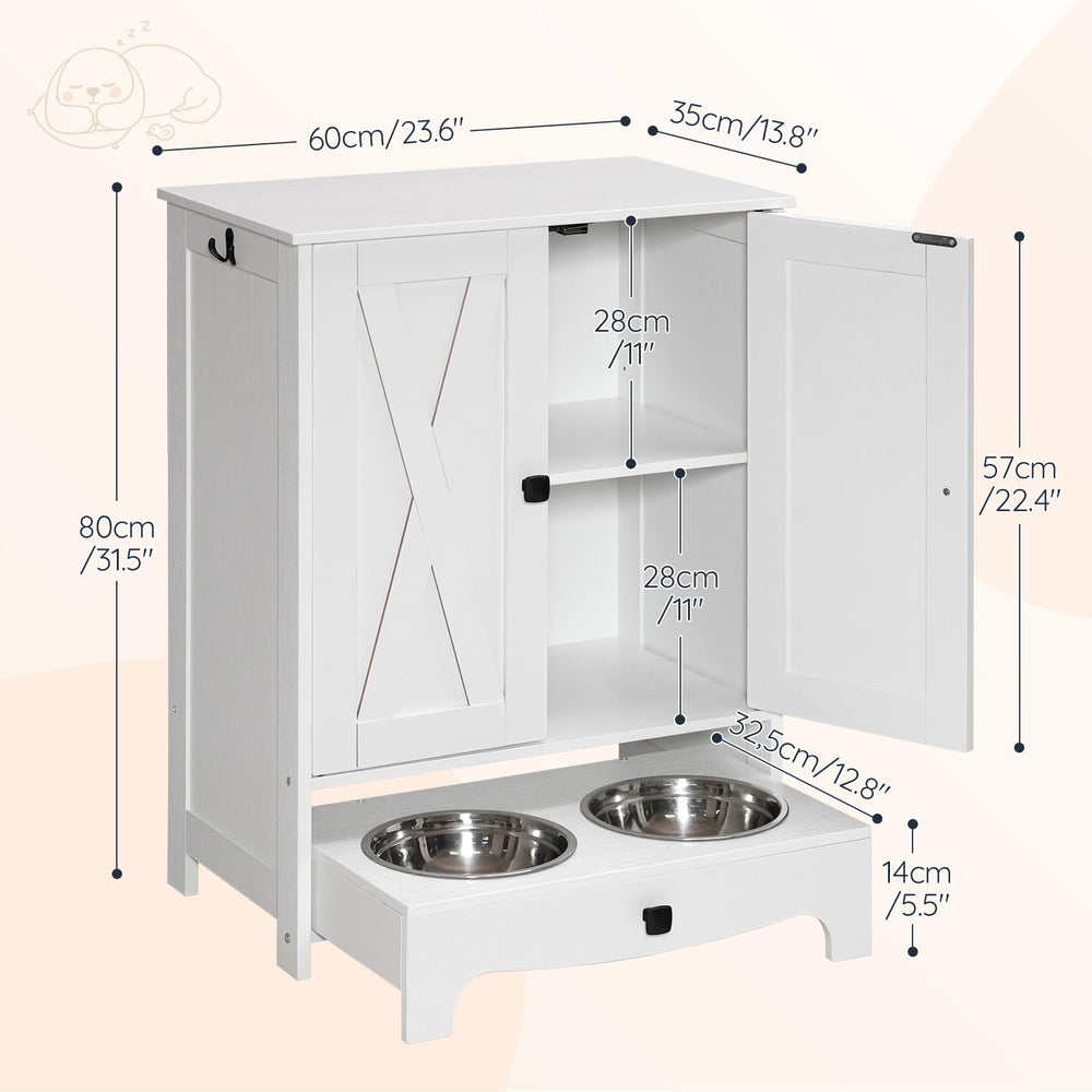 HOOBRO dog feeding station bowls-closeup shows 8.7-inch bowls for all dog sizes.