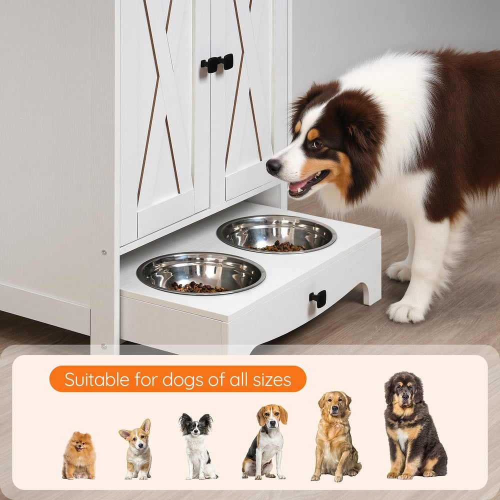 HOOBRO dog feeding station hooks illustrates side hooks for leashes and bags.