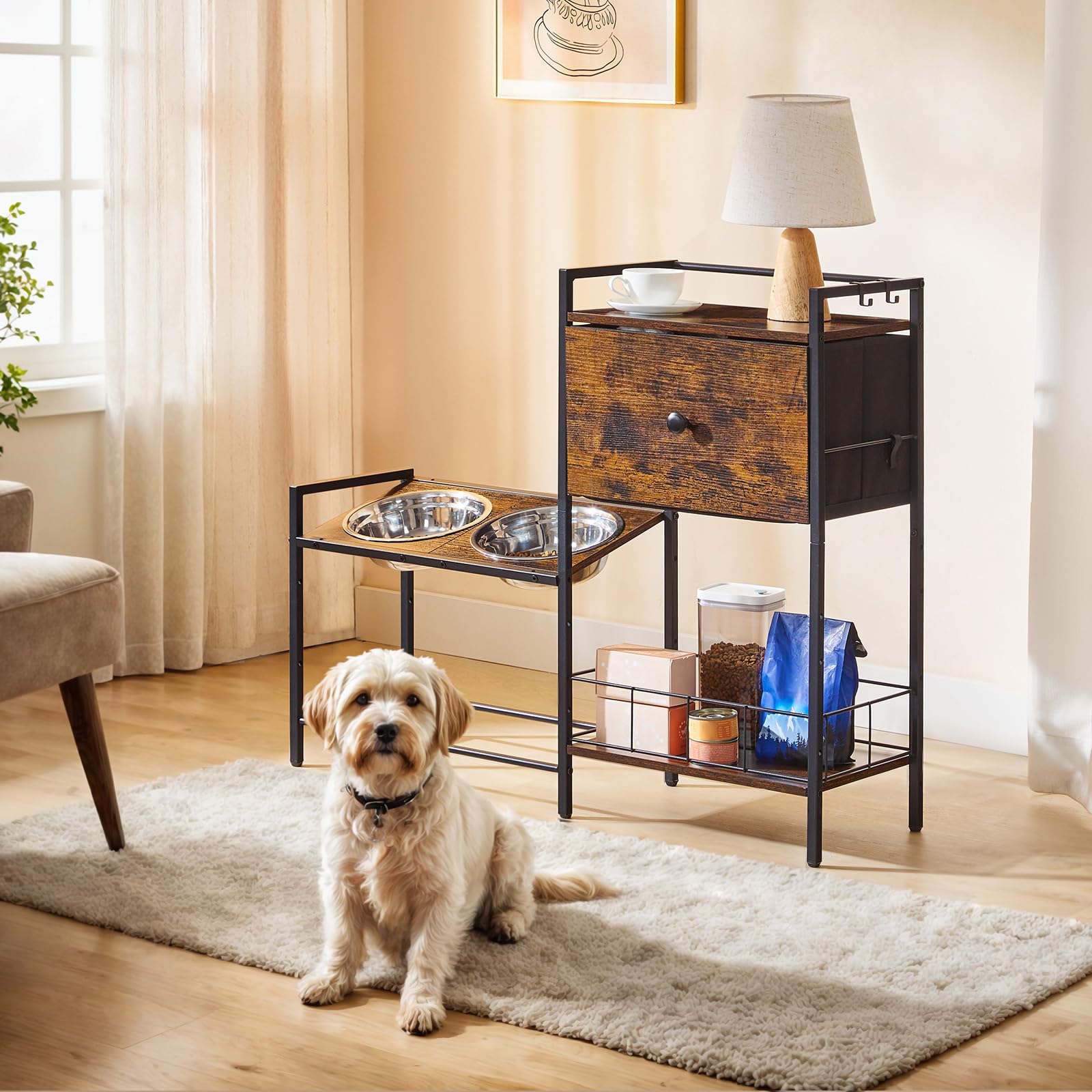 HOOBRO feeding station with storage compartments for organization