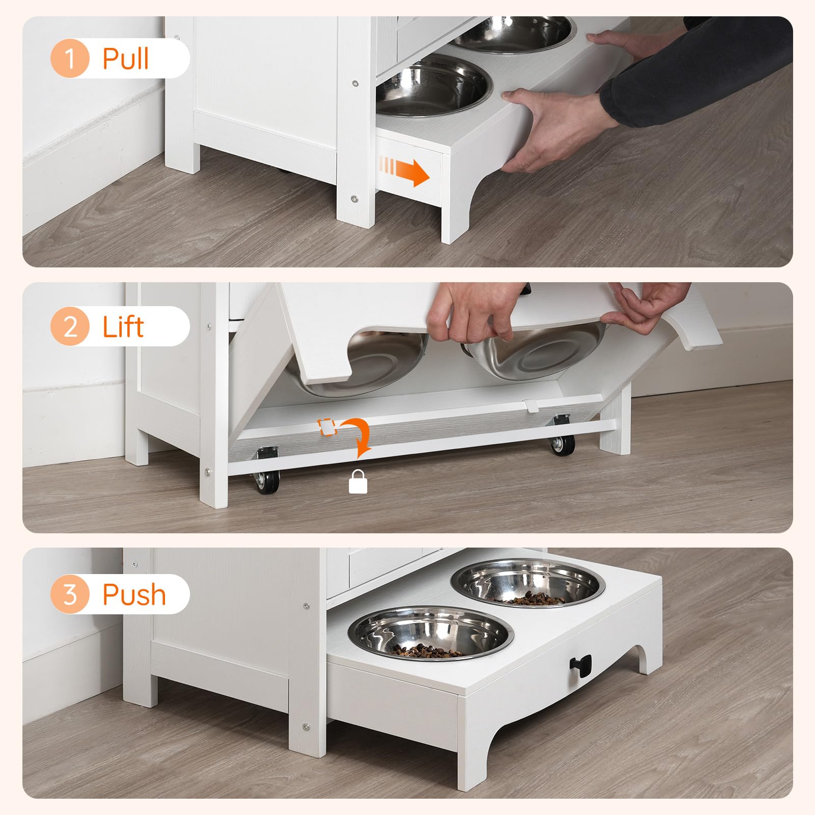 HOOBRO dog feeding station use-scenario depicts practical, tidy feeding at home.