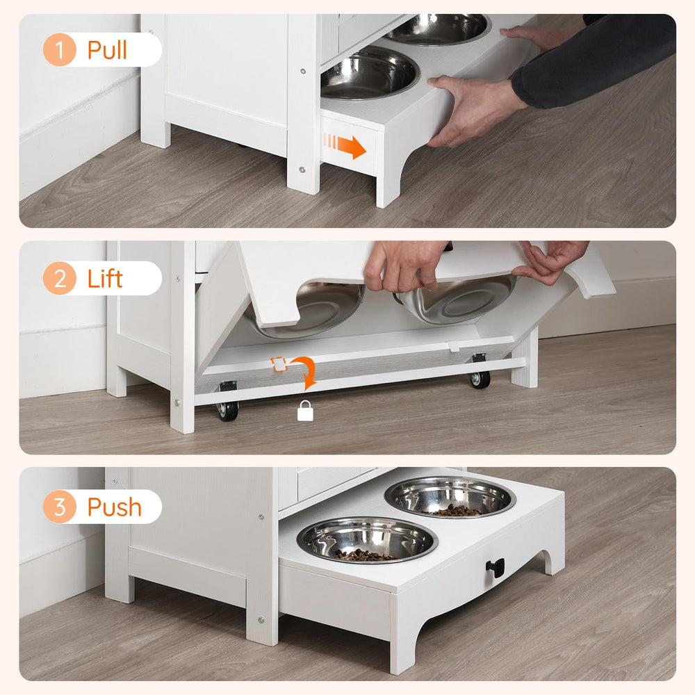 HOOBRO dog feeding station use-scenario depicts practical, tidy feeding at home.