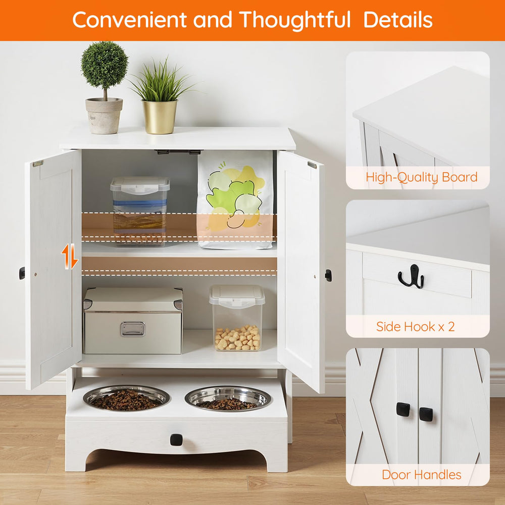 HOOBRO dog feeding station white-finish emphasizes modern style blending with home decor.