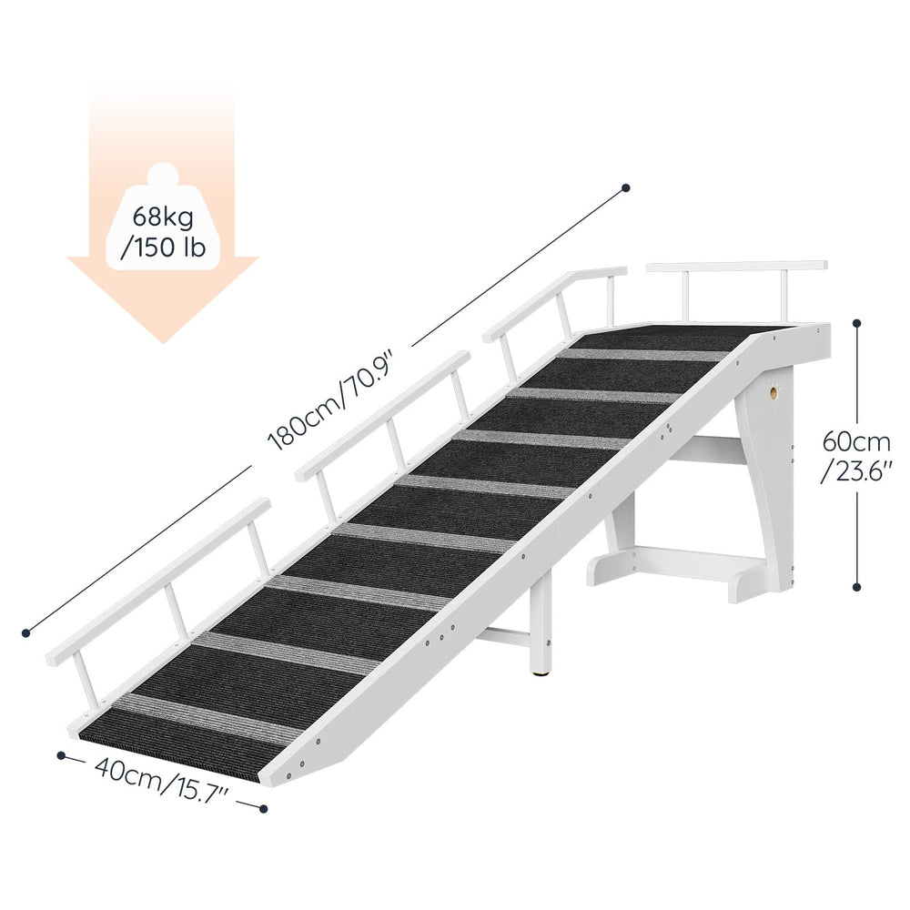 HOOBRO Dog Ramp with non-slip carpet enhances traction on steps and bed access.