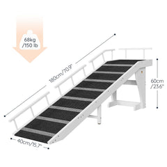 HOOBRO Dog Ramp with non-slip carpet enhances traction on steps and bed access.