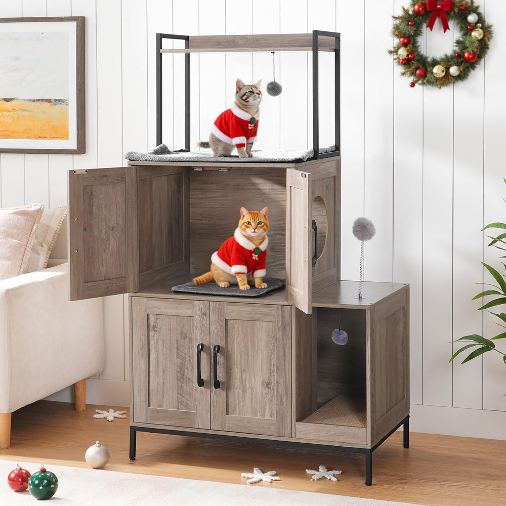 HOOBRO hidden litter box cabinet with shelf blends storage and concealment