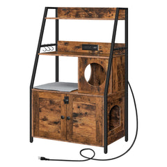 HOOBRO litter box enclosure arc door shows flexible left-right setup for privacy