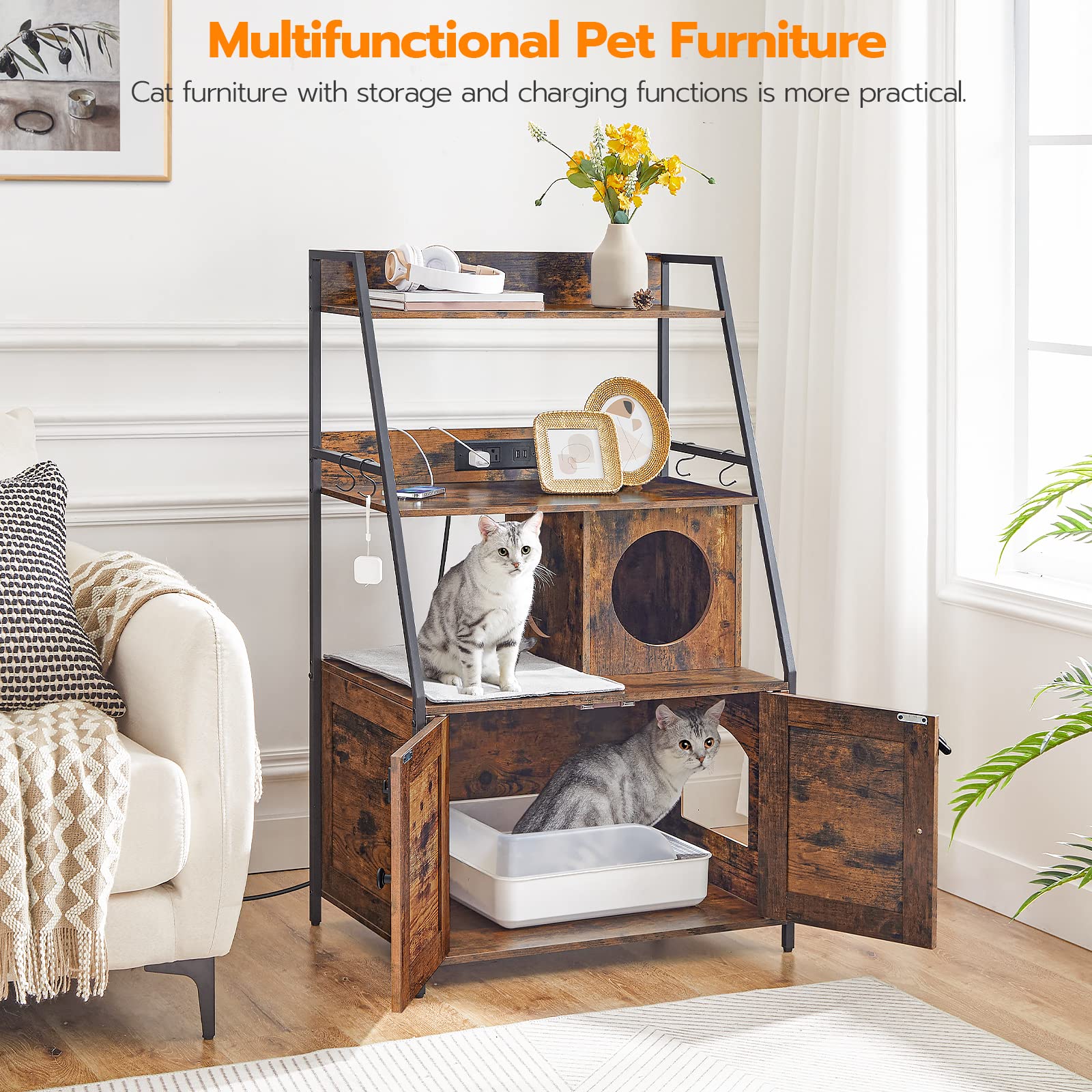 HOOBRO charging station on shelf powers outlets and USB devices during pet care