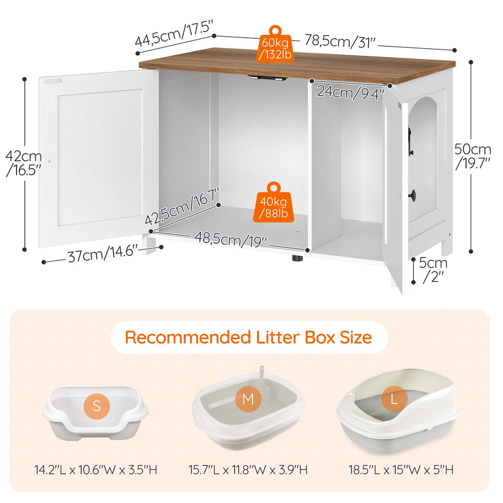 HOOBRO dual-chamber interior supports standard litter boxes with privacy.
