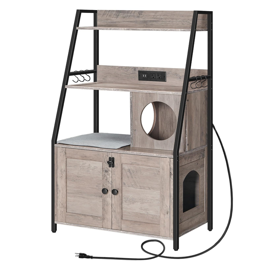 HOOBRO litter box enclosure doors show discreet design and odor concealment for tidy living spaces.