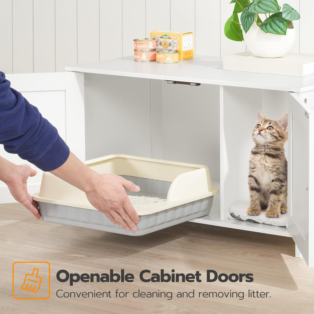 HOOBRO Litter Box Enclosure double doors simplify daily scooping and routine care.