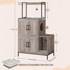 HOOBRO litter box enclosure fenced top holds treats and toys