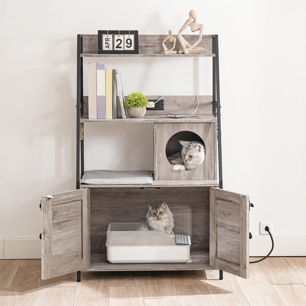 HOOBRO litter box enclosure greige finish blends with décor for a cohesive look.