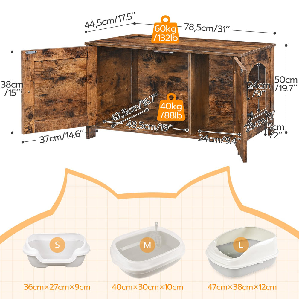 HOOBRO Litter Box Enclosure interior space reveals large compartments for various boxes.