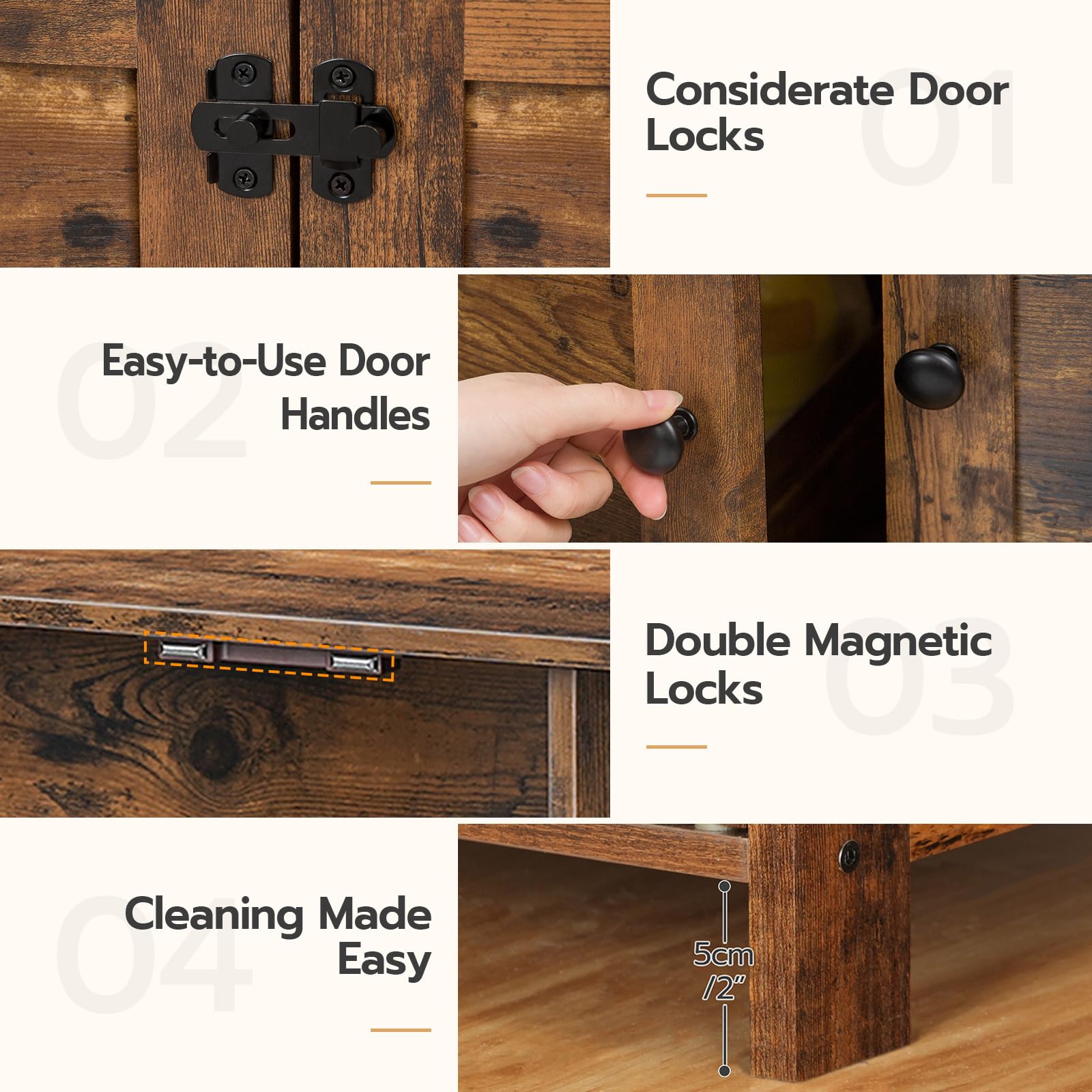 HOOBRO Litter Box Enclosure maximum load illustrates sturdy surface up to 220 lb.