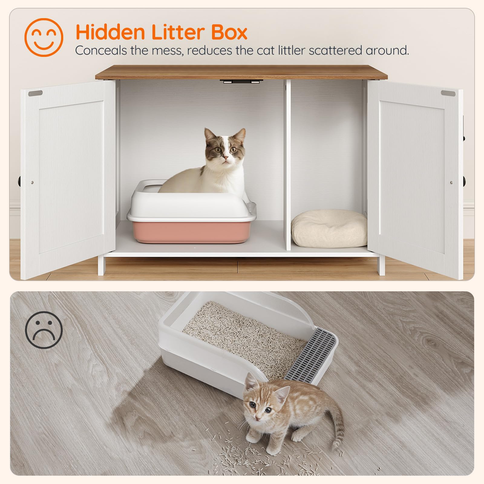 HOOBRO enclosure features dual doors for easy scooping and tidy storage.