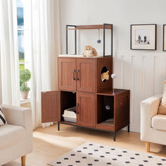 HOOBRO enclosure with storage shelf keeps litter accessories organized