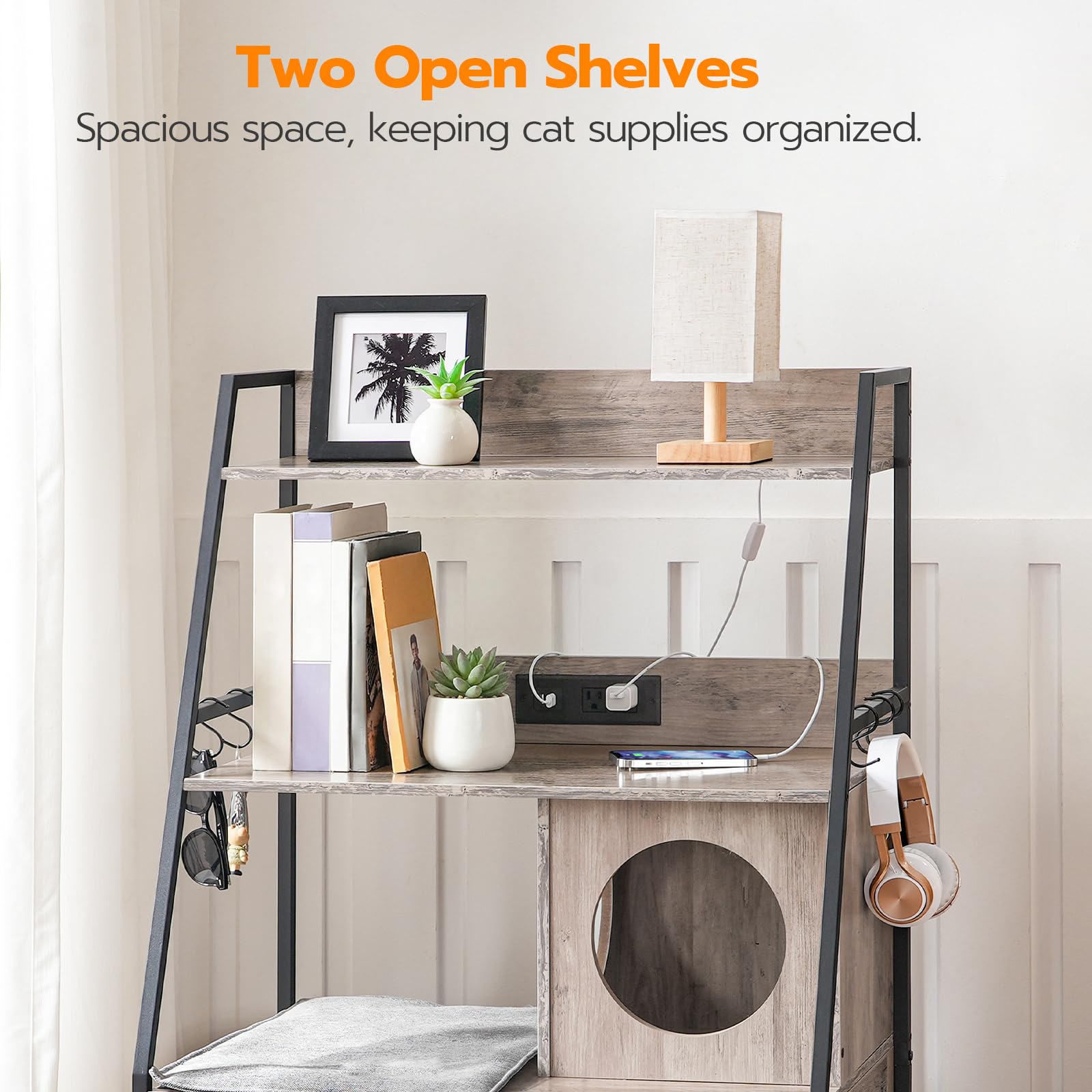 HOOBRO litter box enclosure trapezoidal construction offers stable, durable support.