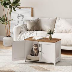 HOOBRO enclosure side view highlights end-table versatility for living spaces.
