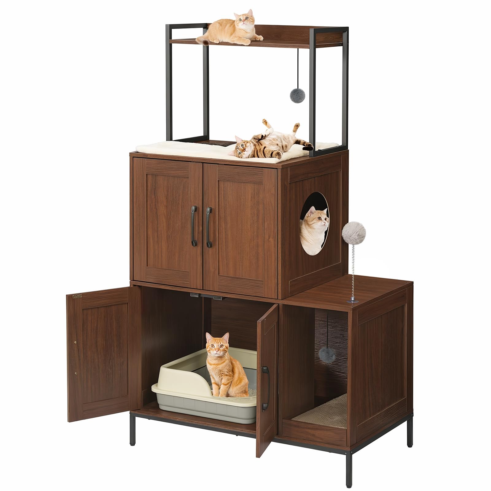 HOOBRO walnut finish wood grain enhances warm, natural decor