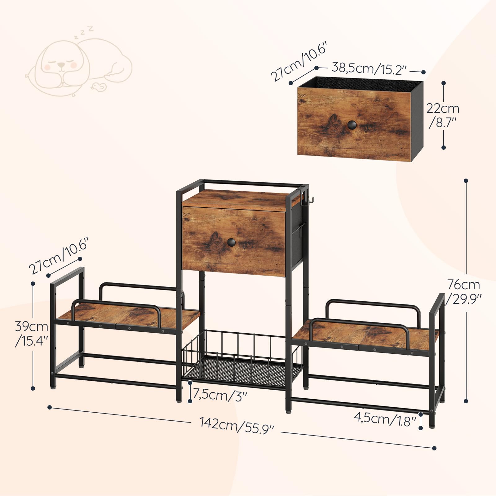 HOOBRO raised dog bowl stand with four height adjustments adapts to different dogs