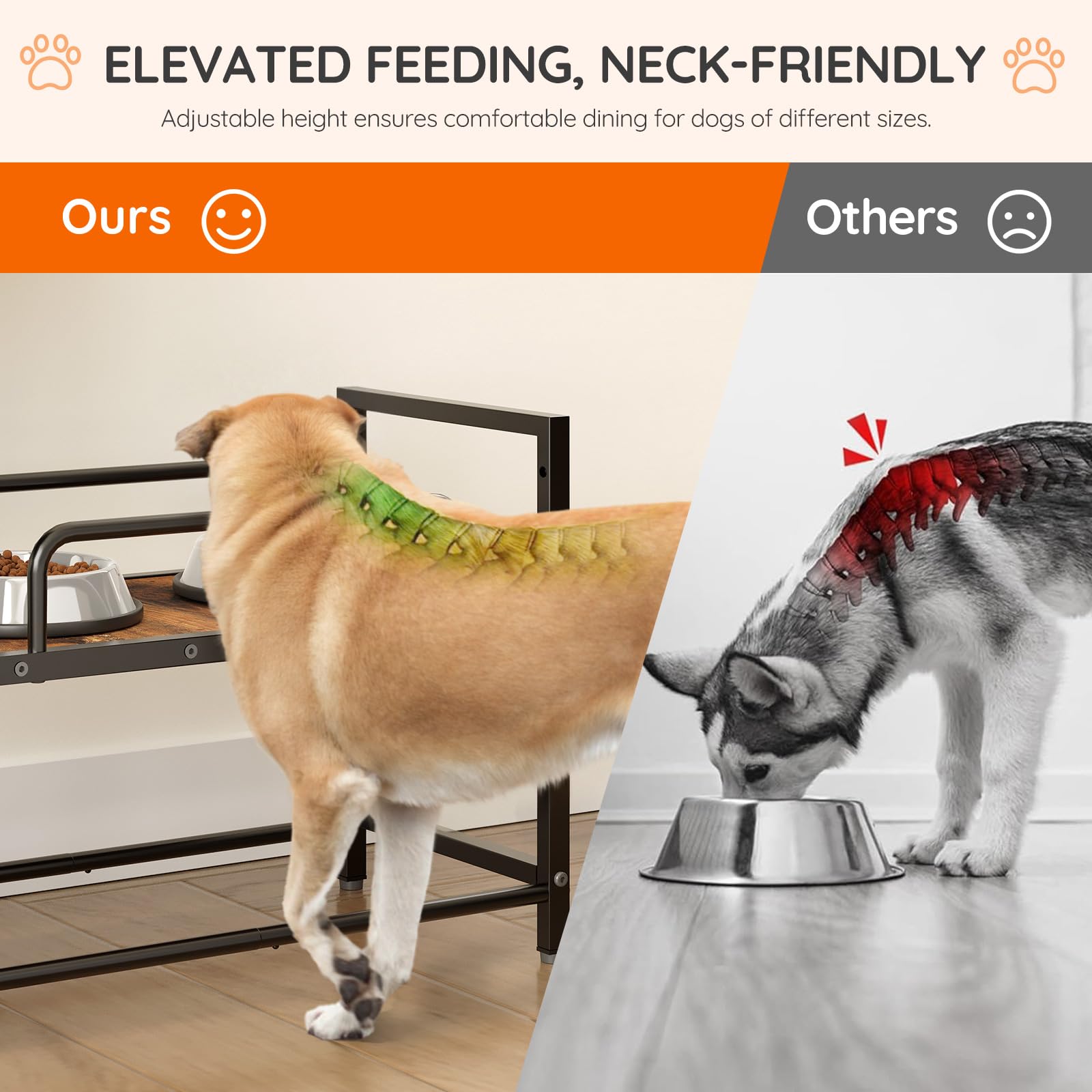 HOOBRO raised dog bowl stand anti-tip feet ensure stable placement