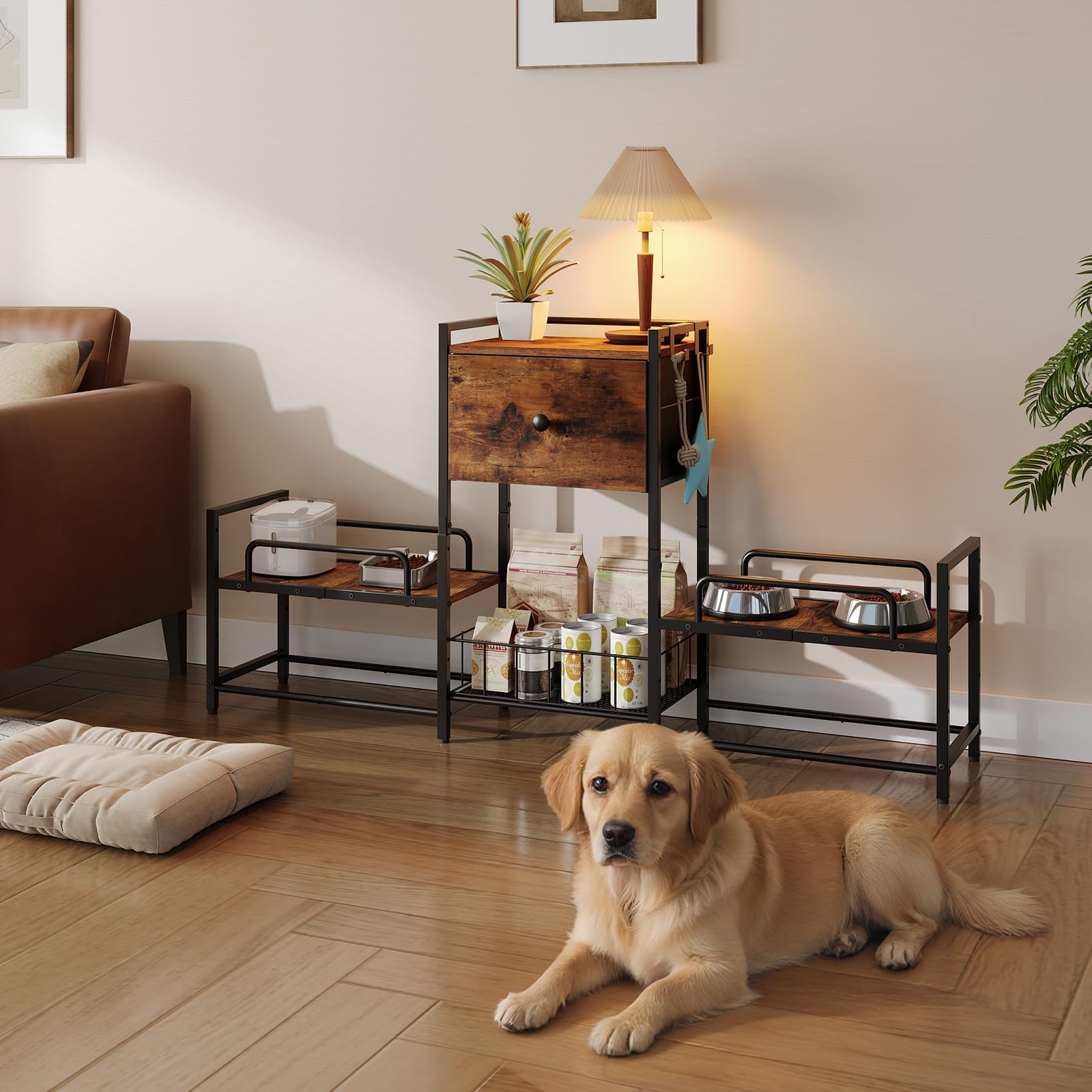 HOOBRO raised dog bowl stand dual platform supports two bowls for calm mealtime