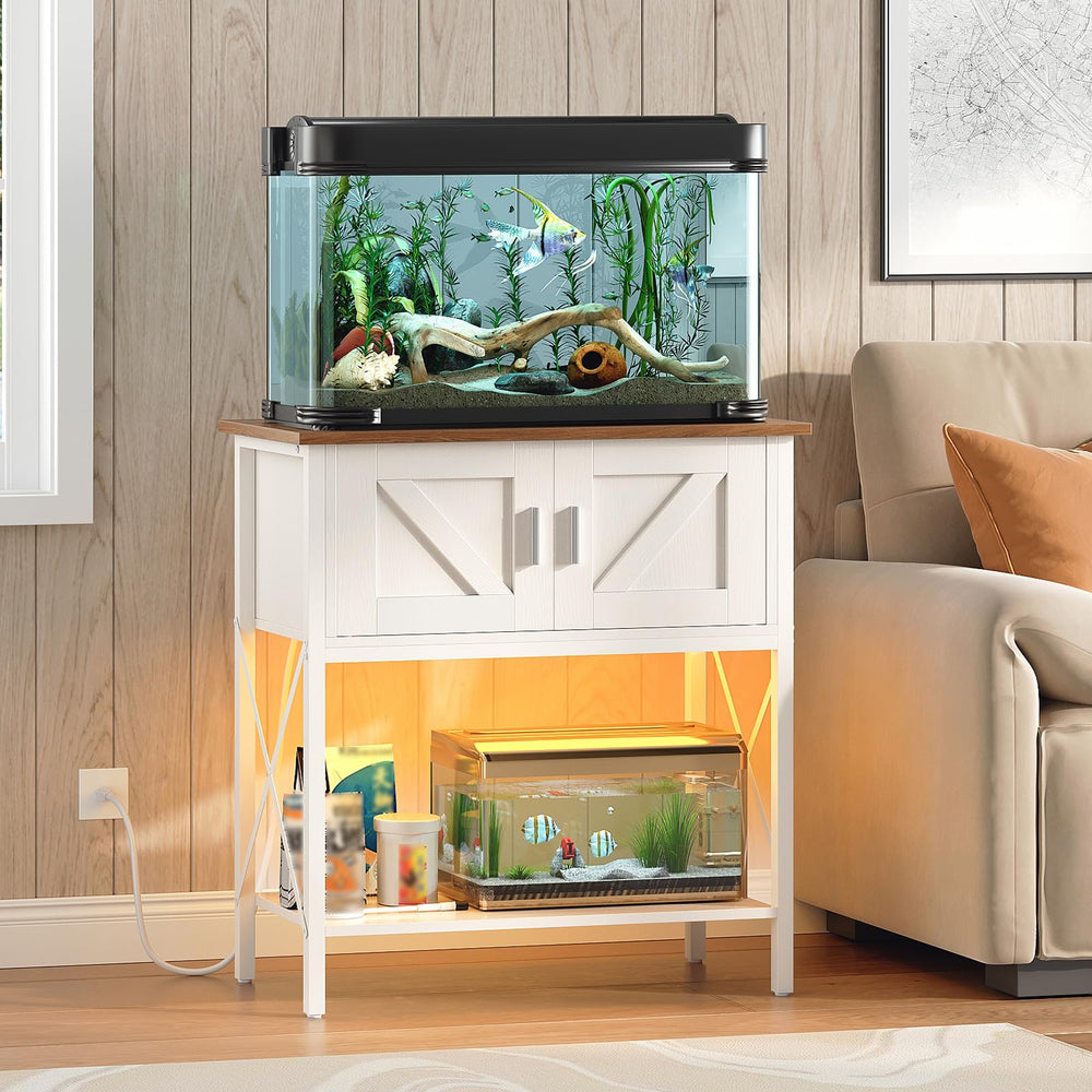 HOOBRO white-walnut finish stand adds rustic charm to living spaces and tanks.