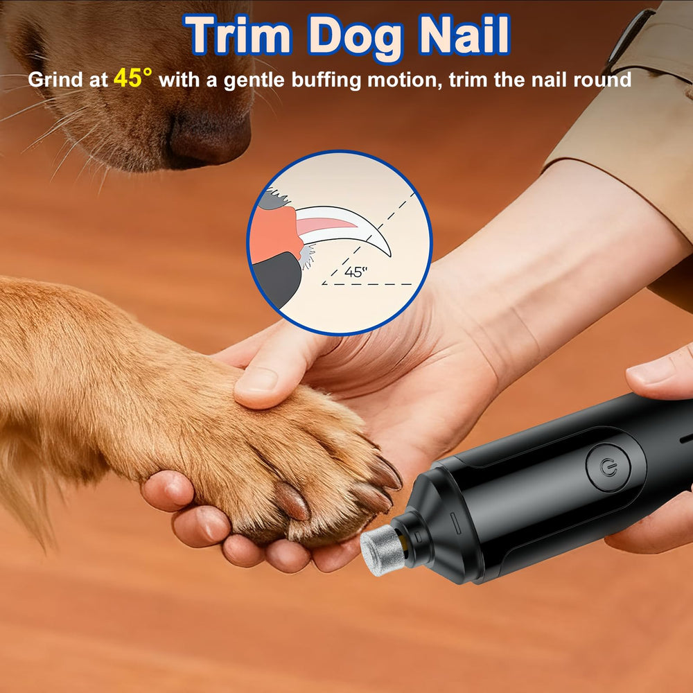HOOCEN dog nail grinder packaging includes USB cable and user manual.