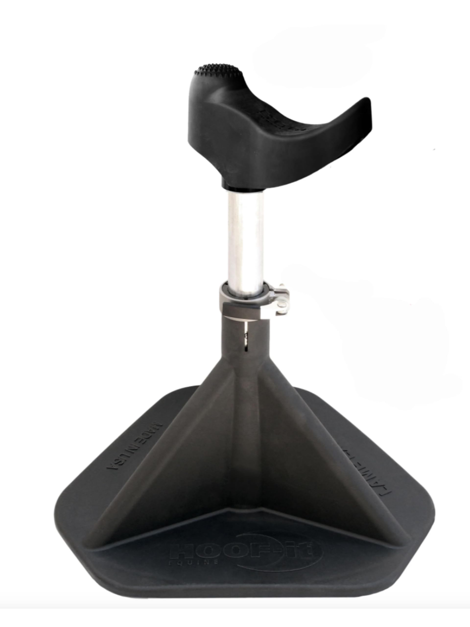 HOOF-IT Blacksmith Hoof Stand base provides stable footing for safe trimming sessions.