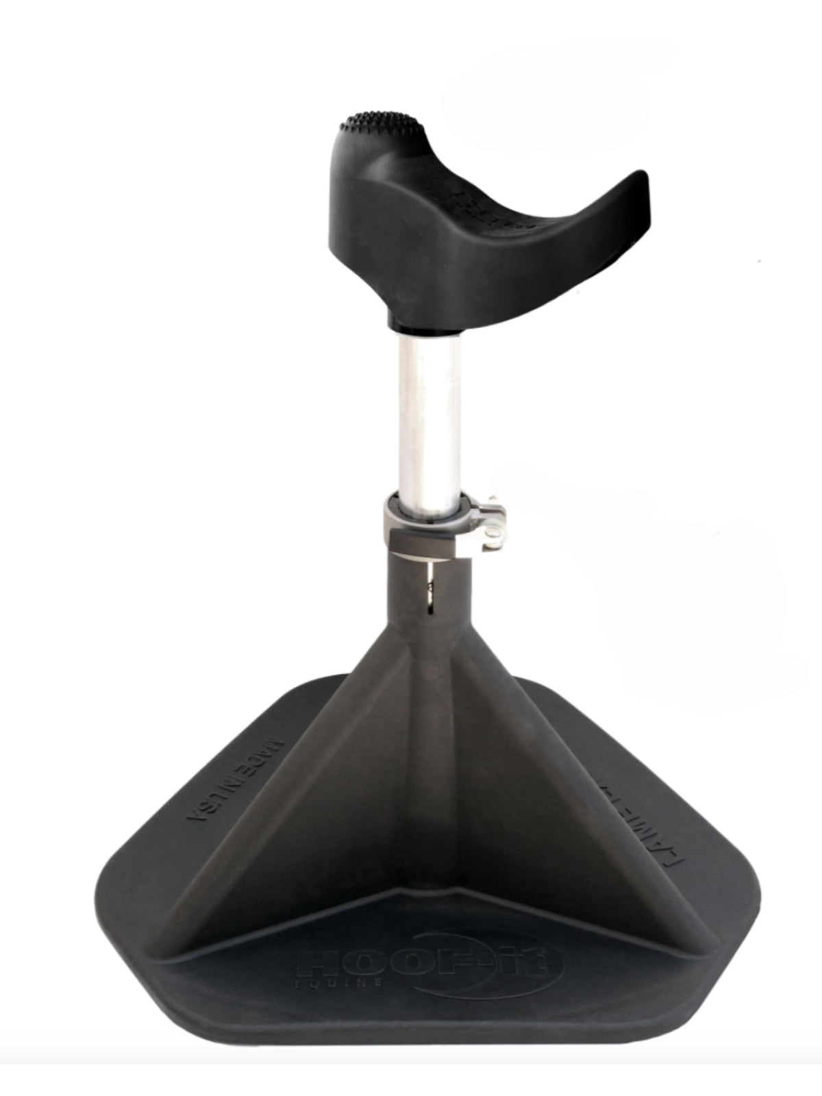 HOOF-IT Blacksmith Hoof Stand base provides stable footing for safe trimming sessions.