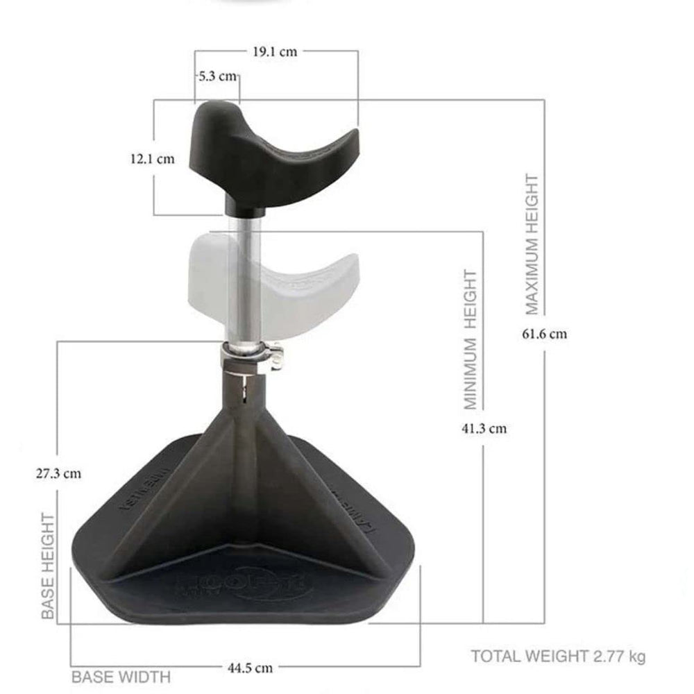 HOOF-IT Blacksmith Hoof Stand rubber coating reduces shock and enhances grip.
