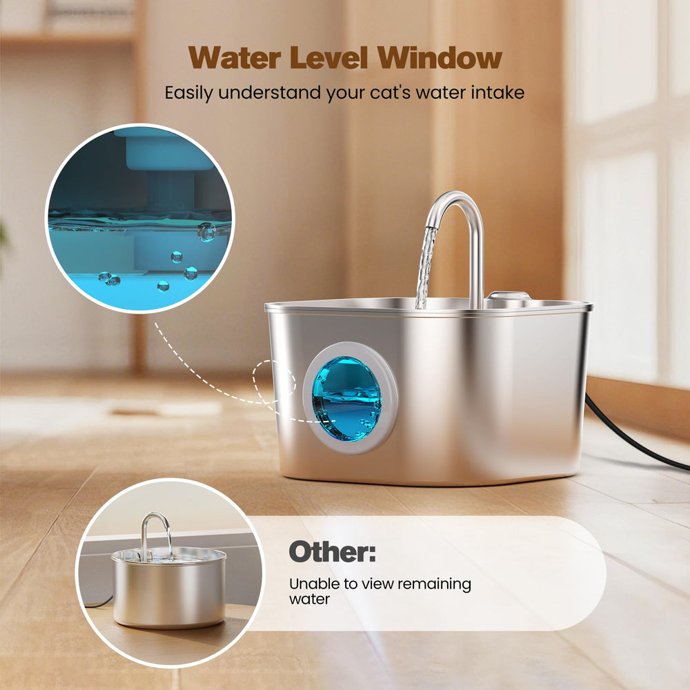 HOOISE Cat Water Fountain activated carbon filter image focus demonstrates water softening and purity.