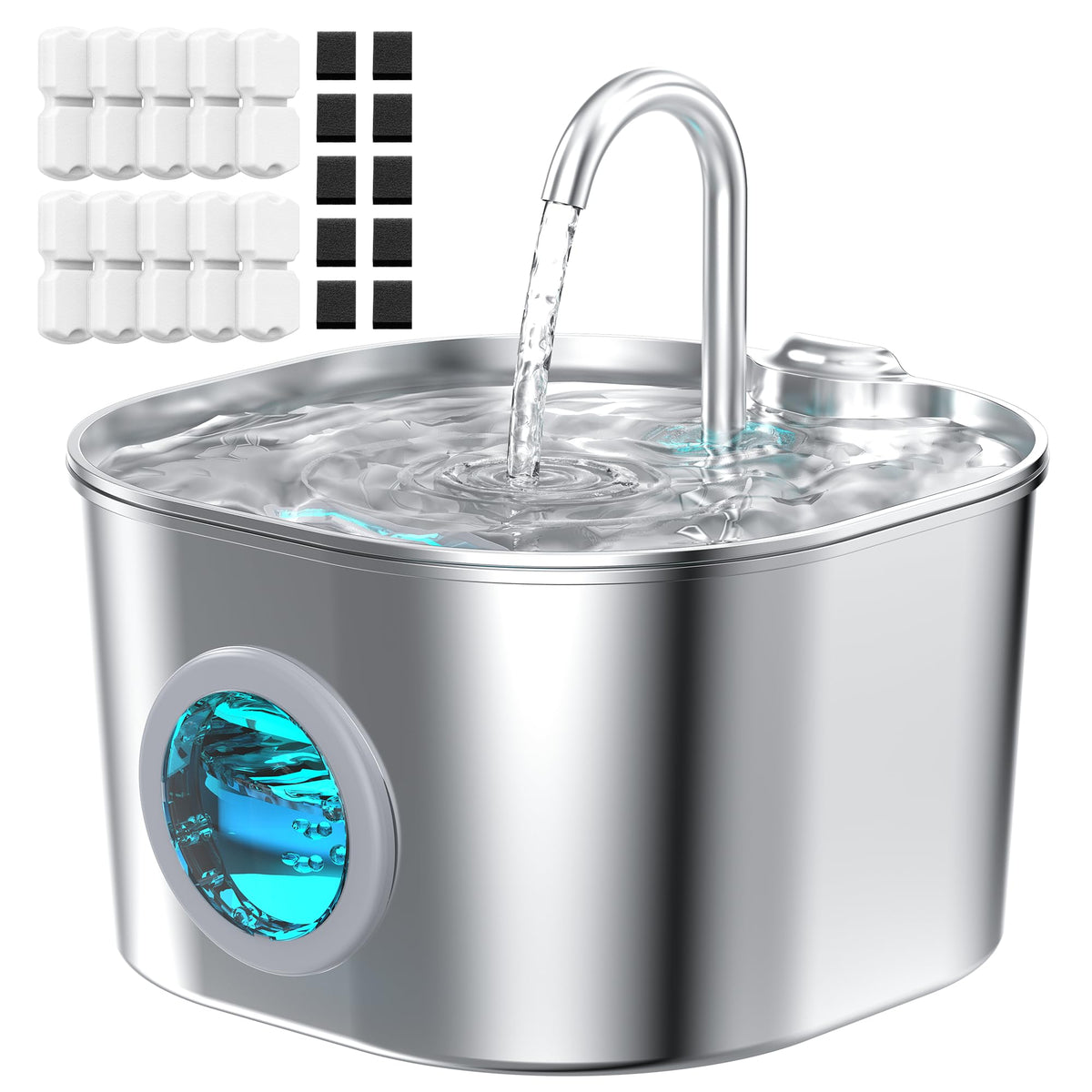 HOOISE Cat Water Fountain steel seamless body showcases hygienic design for everyday use.