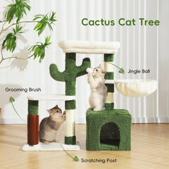HOOPET cat tree hanging ball engages play while the bell invites interactive entertainment.
